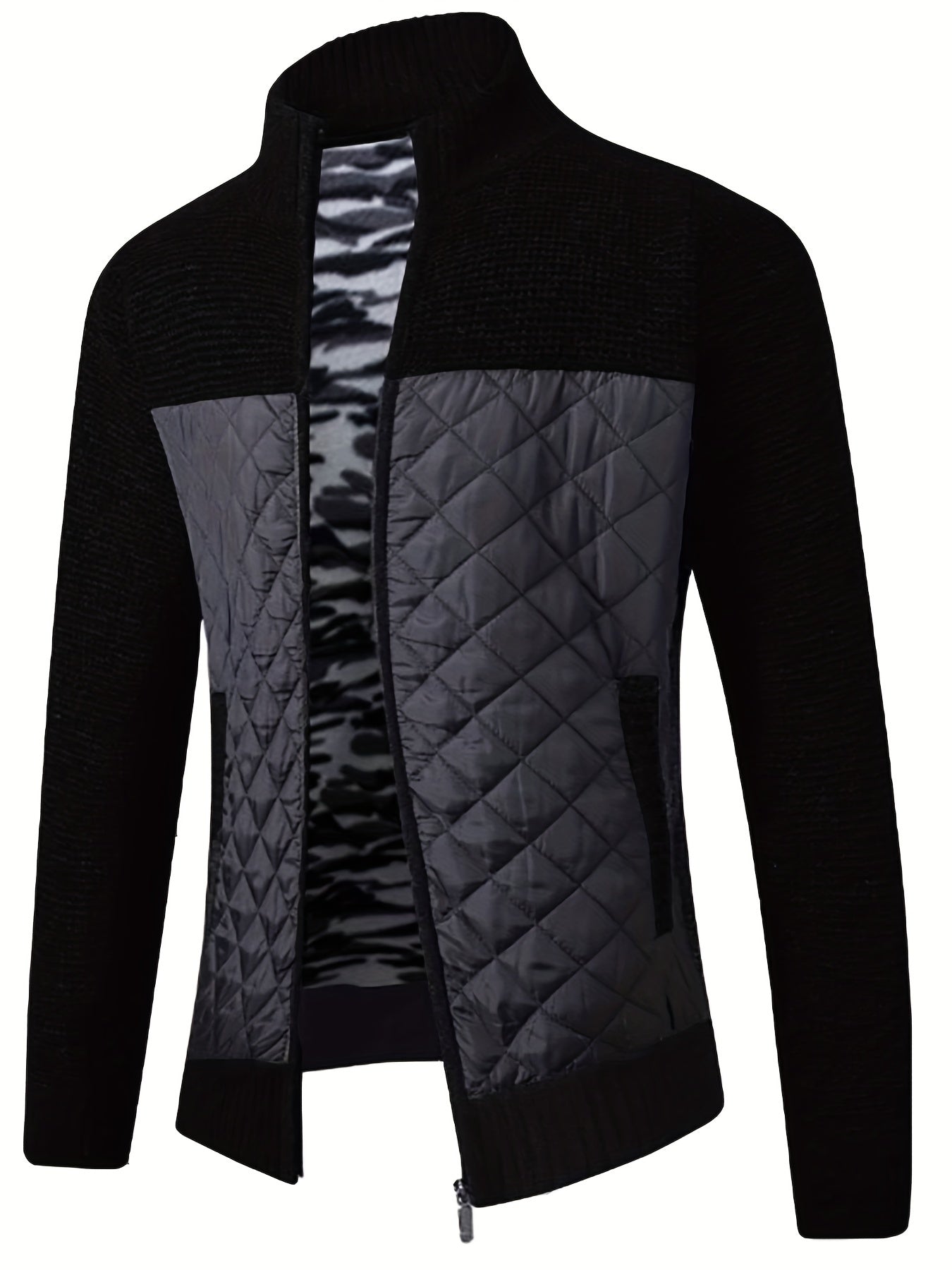 Plush Cardigan Jacket Men's Zip Up Sweater for Fall Winter