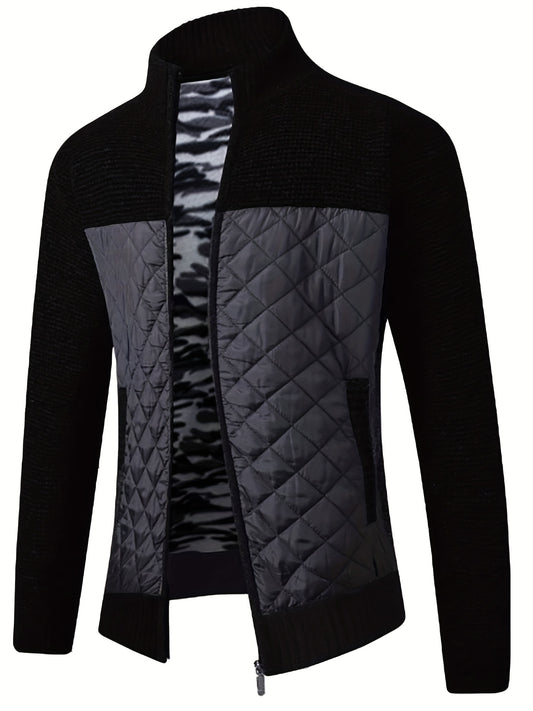 Plush Cardigan Jacket Men's Zip Up Sweater for Fall Winter