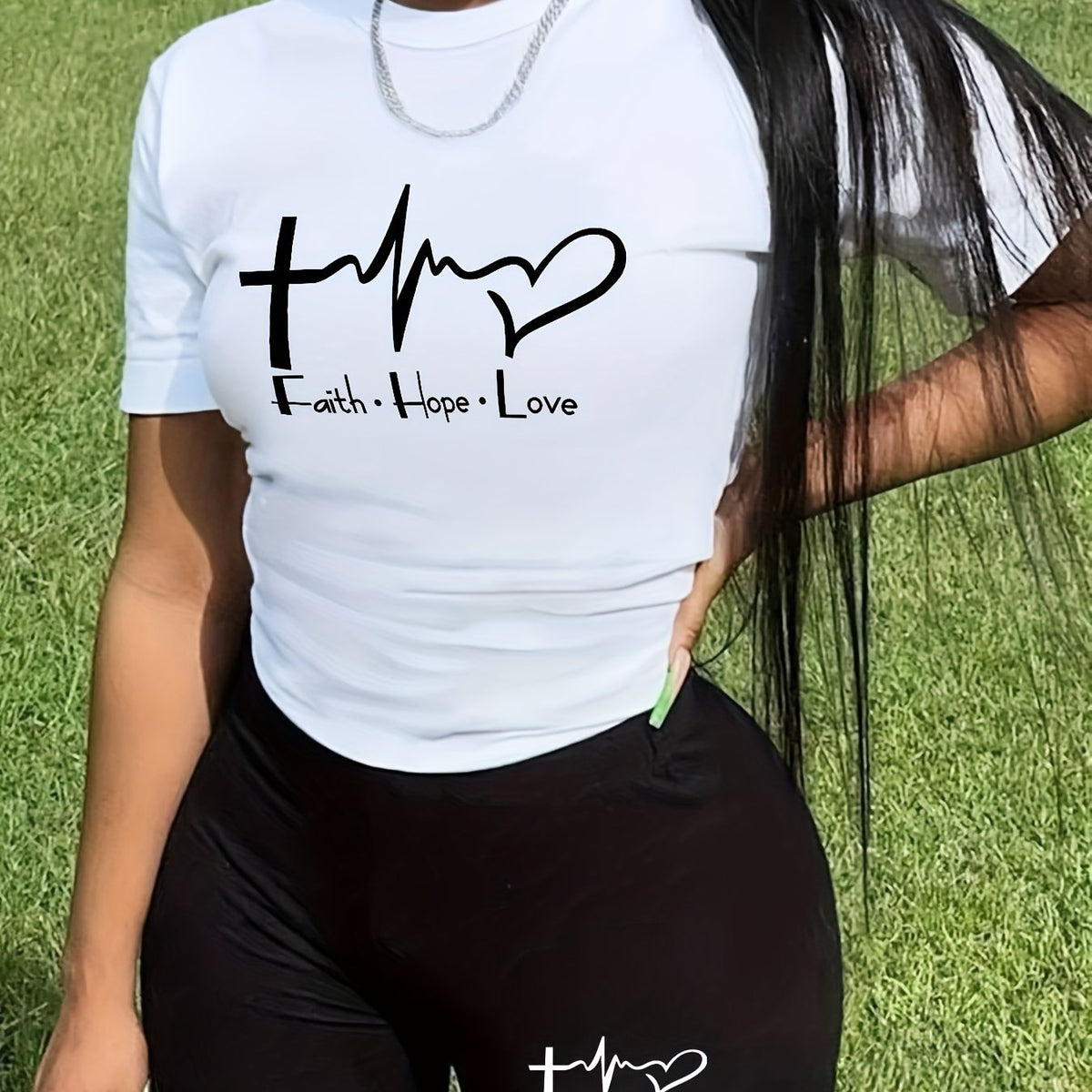 Graphic Print Casual Two Piece Set T-shirt & Slim Shorts Outfit