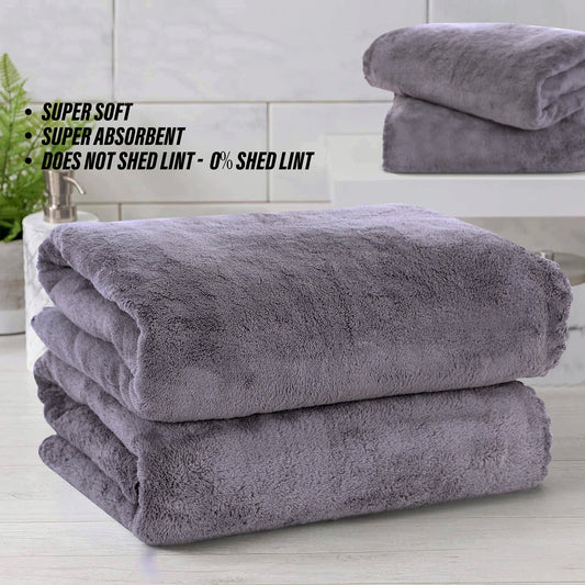 2pcs Bath Towel Set Coral Velvet Highly Absorbent Towels Solid Bath Sheet