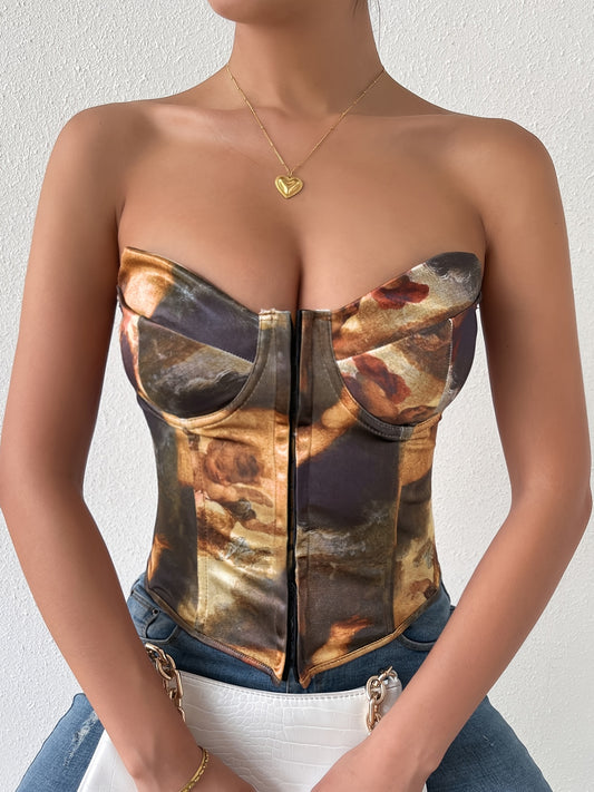 Vintage Floral Off Shoulder Corset Top
