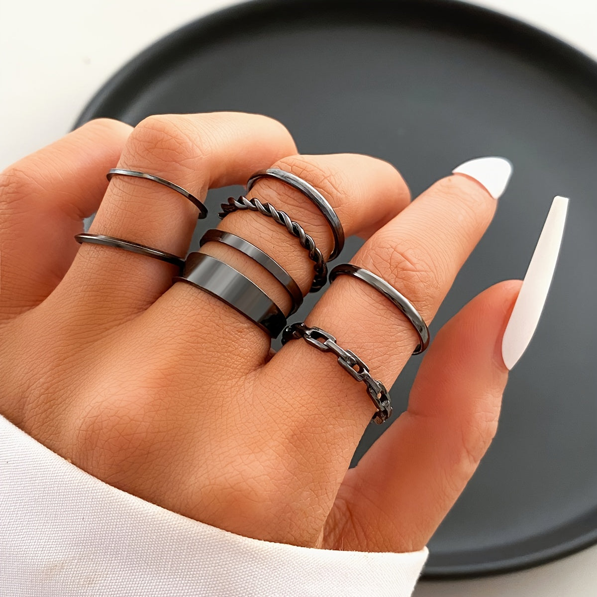 Vintage Gothic Stackable Rings Set for Women Girls