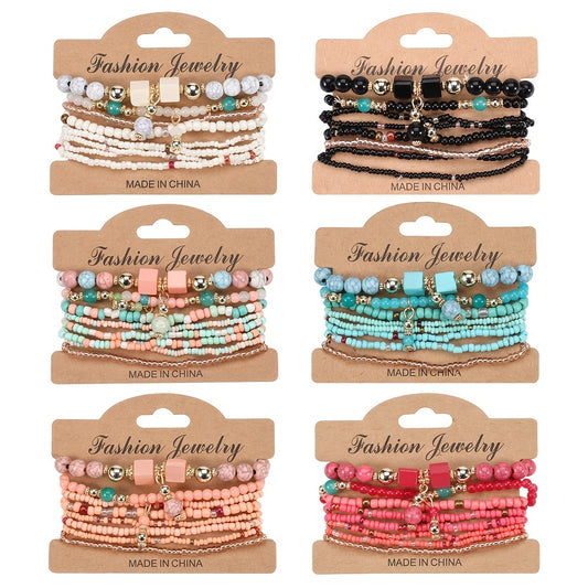 Colorful Bohemian Beaded Bracelet Stackable Hand Jewelry