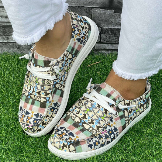 Geometric Flat Shoes Women's Casual Lightweight Soft Comfortable Walking Shoes