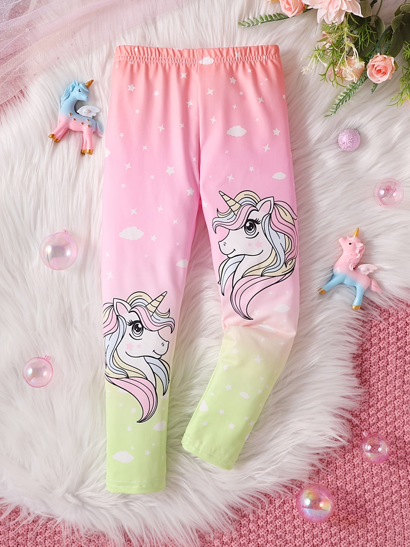 Girls Unicorn Leggings Contrast Legging Pants Spring Summer Fall