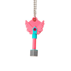 3D Printed Squid Keychain Necklace Whimsical Mixed Colors Pink Orange Yellow