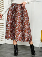  Women's Floral Print Pleated Maxi Skirt