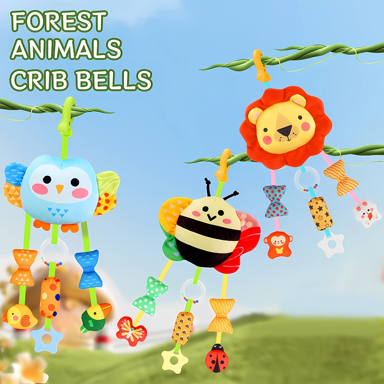 Cartoon Wind Chime Hanging Ornament for Bed or Car, Portable Clip