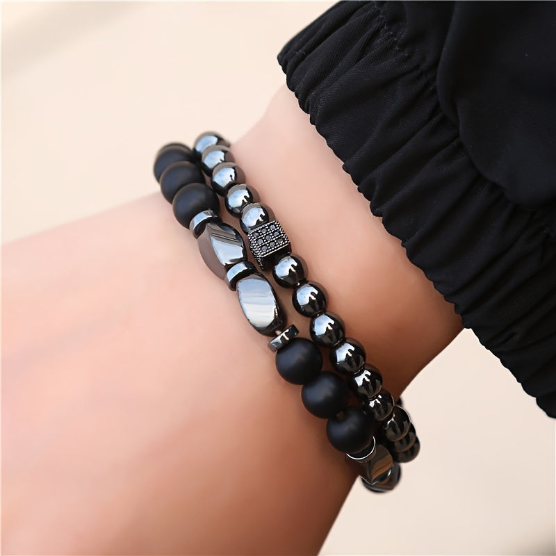 2pcs Natural Stone Bracelet Set for Men