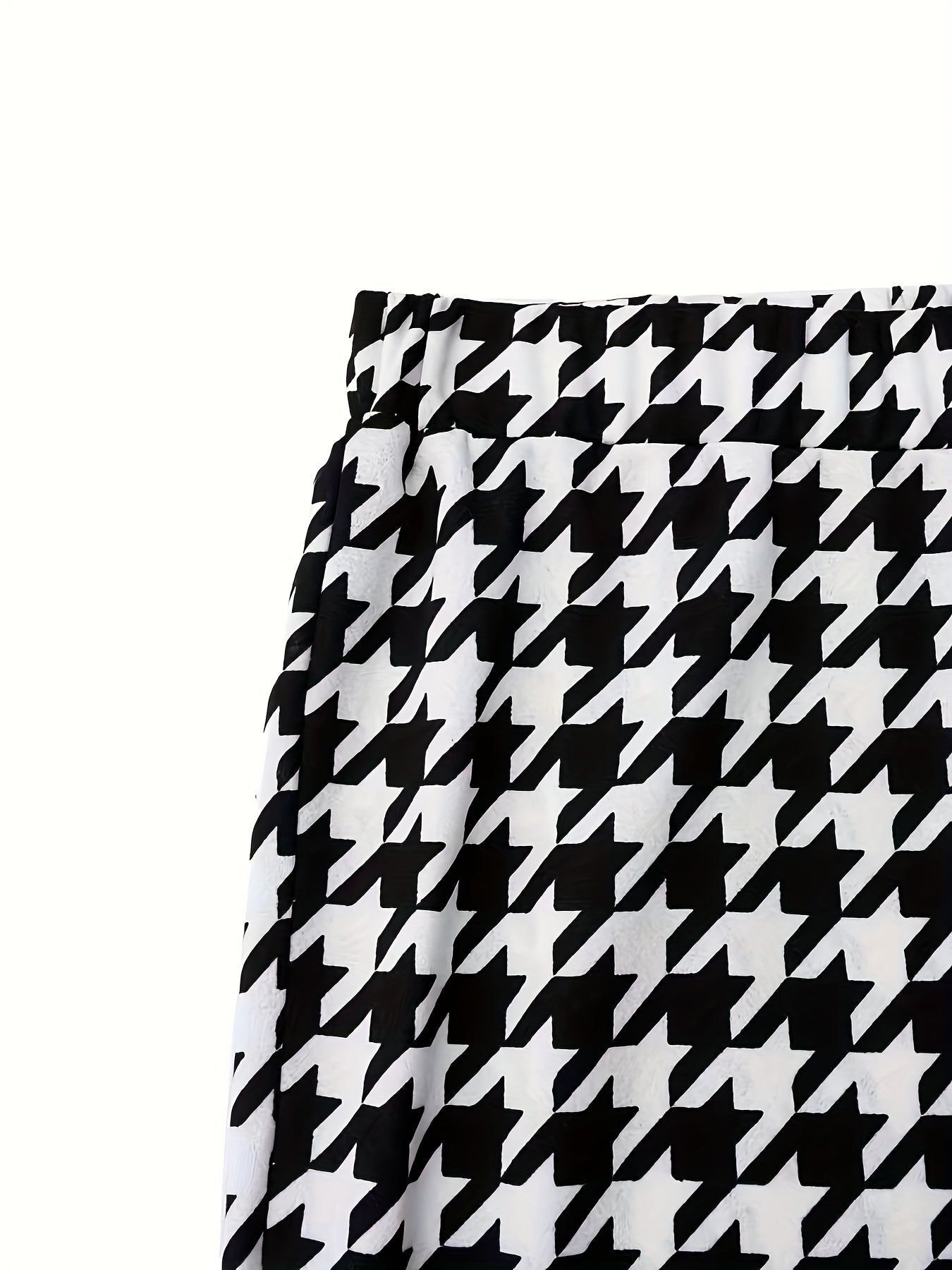  Houndstooth Print High Rise Flared Leg Trousers