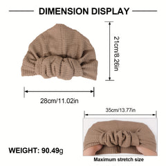 Pleated Pre-tied Turban Cap Embossed Head Wrap Solid Elastic Beanie Head Scarf