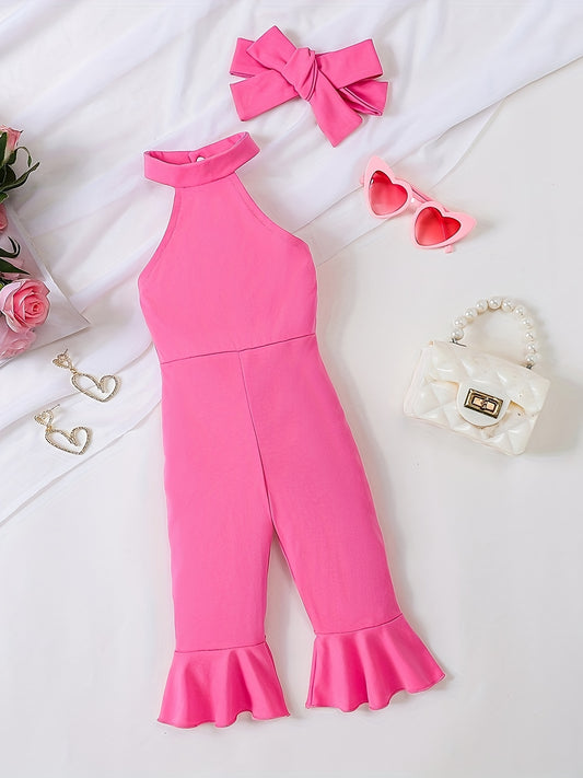 Toddler Baby Girls Stylish Halter Neck Wide Leg Jumpsuit