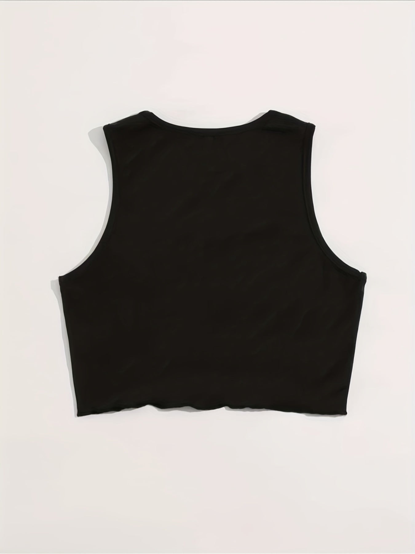 Y2K Letter Print Crop Tank Top Sleeveless Crew Neck Casual Top