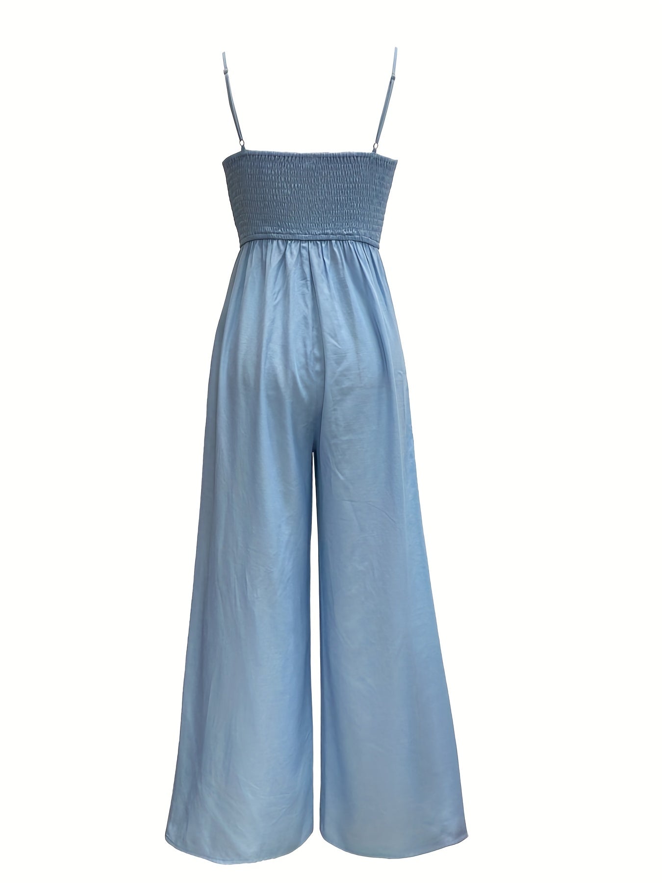 Solid Spaghetti Wide Leg Jumpsuit Backless