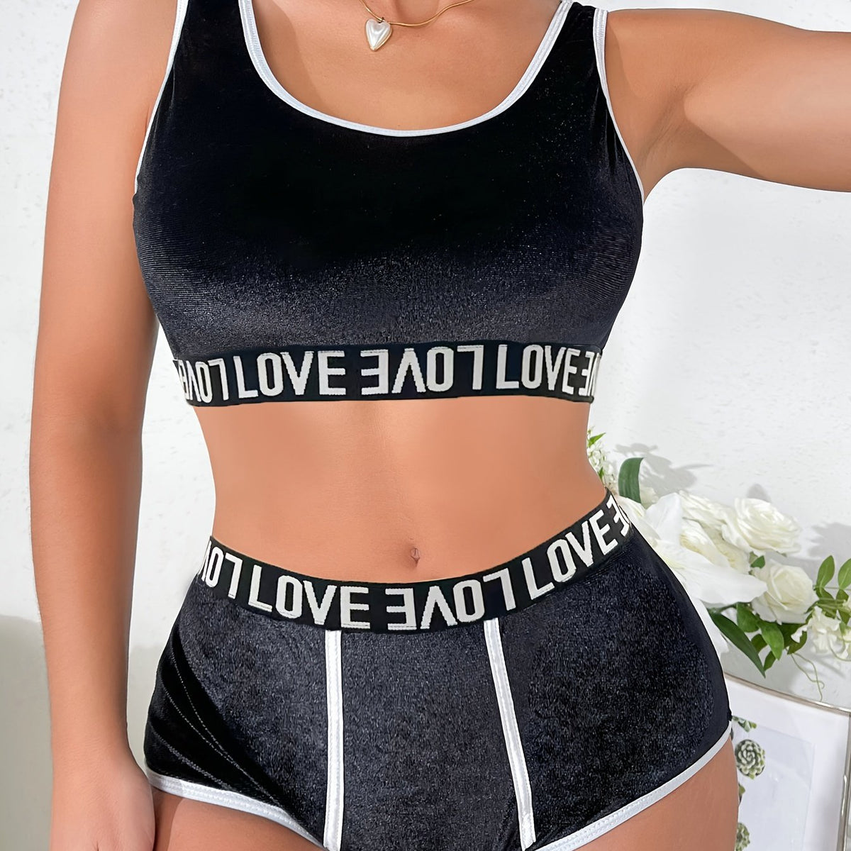 Letter Print Bra & Panties Set