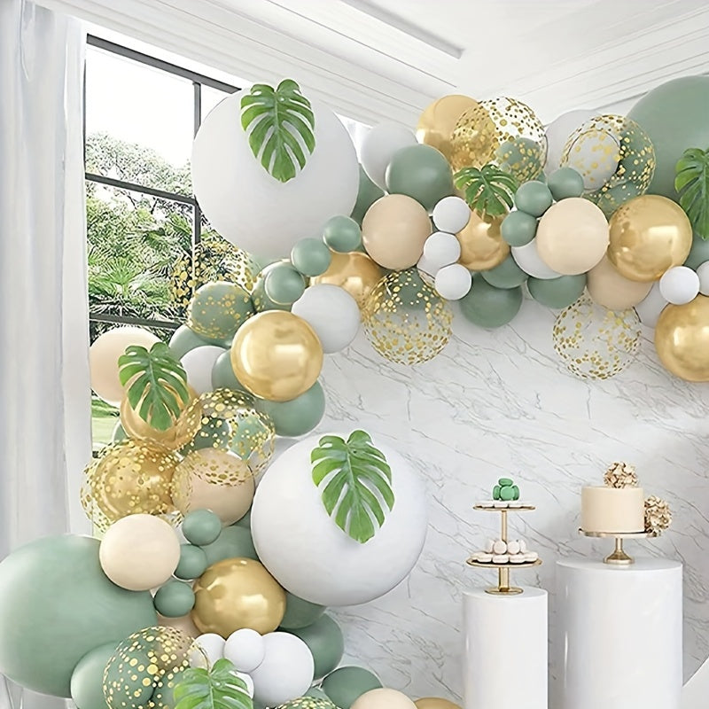 128pcs Jungle Themed Party Maroon Golden Balloons Set