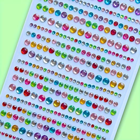 640 Diamond Stickers in 10 Colors, Sparkling Round Bead & Pearl Stickers