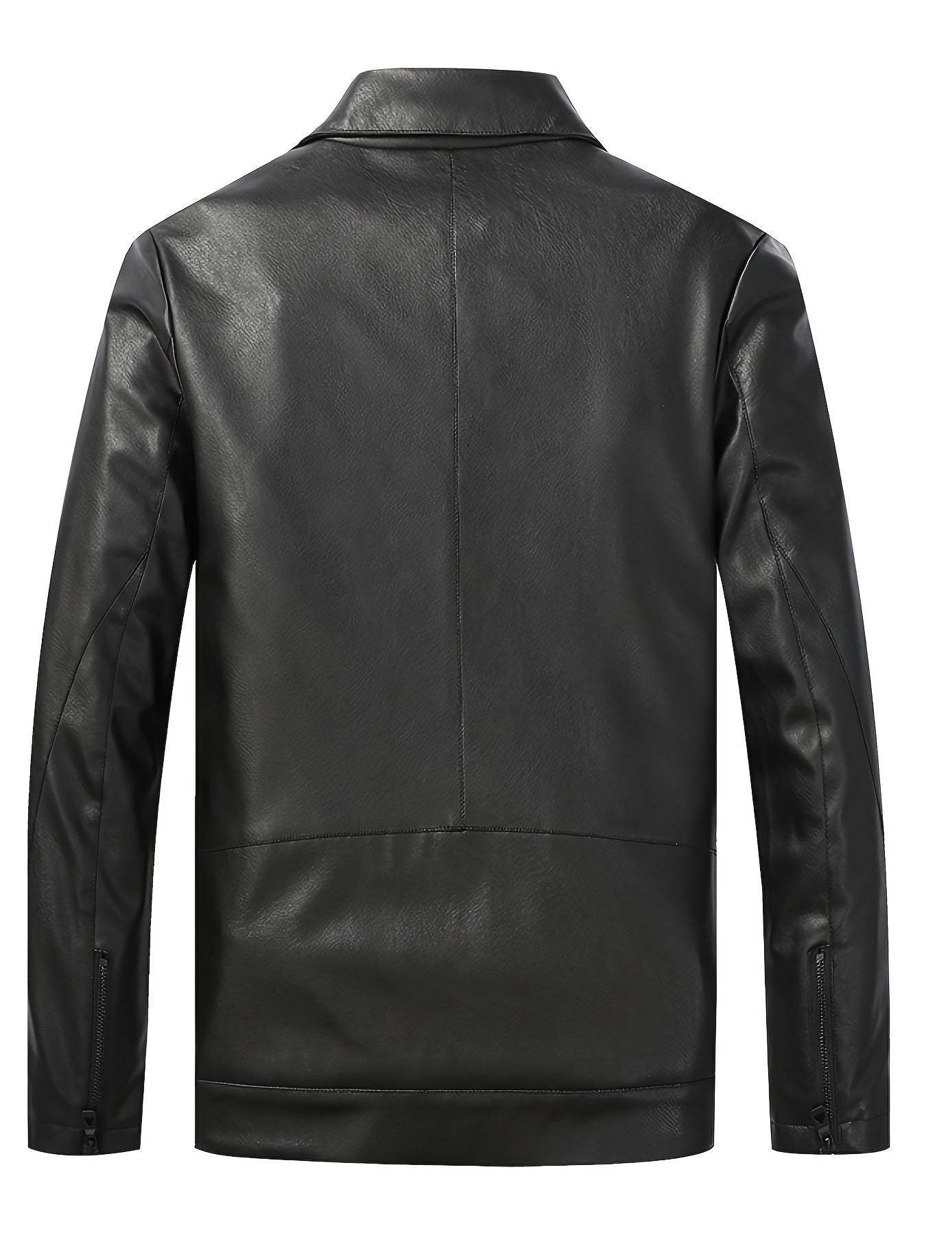 Men's Stylish PU Leather Jacket Casual Zip Up Long Sleeve Jacket