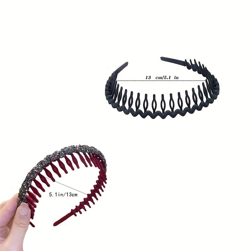 Rhinestone Wave Hair Hoop Crystal Hairband Non slip Hair Accessory