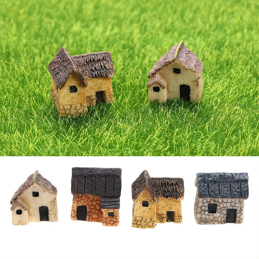16pcs Rustic House Set for Garden Resin Bonsai Accessories