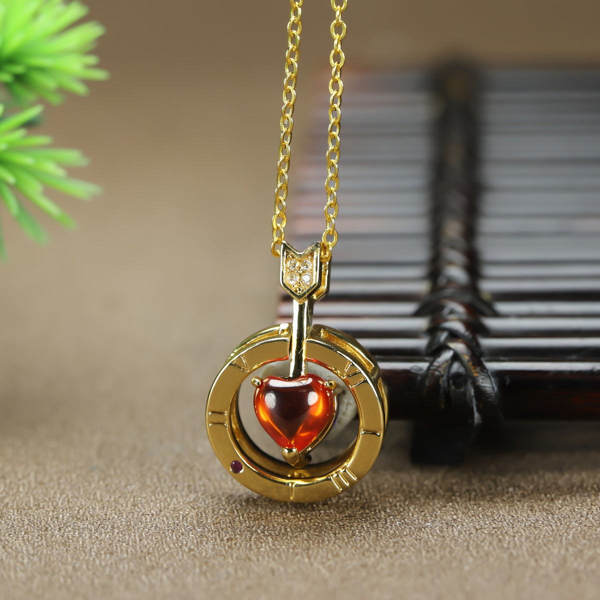 Cupid Heart Pendant Agate Love Gift Men Birthday Present
