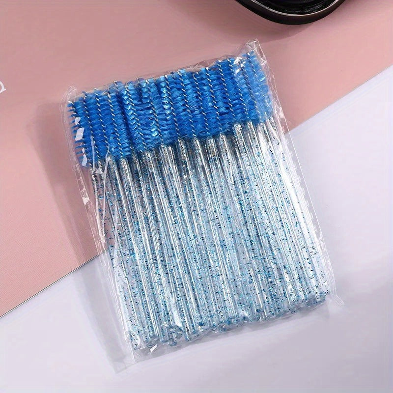 50pcs Crystal Eyelash Brush Mascara Wands Applicator Eyebrow Wands