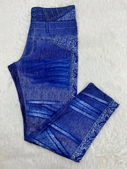  Casual Denim Print High Rise Leggings