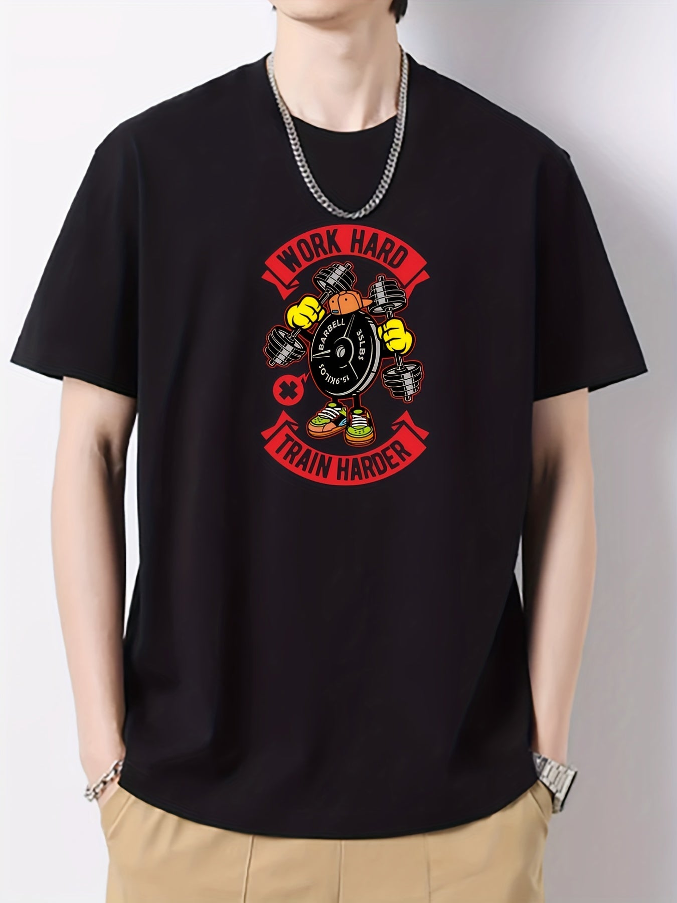 Hard Pattern Print Men's Graphic Cotton Crew Neck Active T shirt