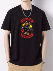 Hard Pattern Print Men's Graphic Cotton Crew Neck Active T shirt