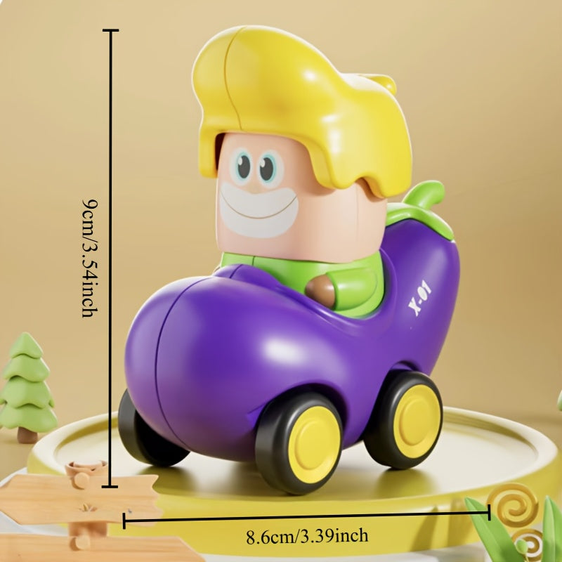 Fruit Theme Cartoon Car Toy Set Mini Push Inertia Pull Back Sliding Cars