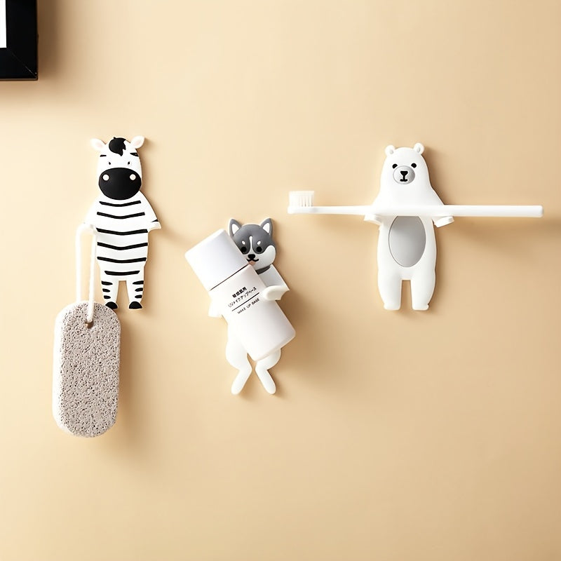Animal shaped Bendable Rubber Hooks - Sticky Coat Bathroom Kitchen Storage