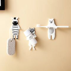 Animal shaped Bendable Rubber Hooks - Sticky Coat Bathroom Kitchen Storage