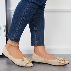 Metallic Decor Ballet Flats Soft Sole Slip On Shoes