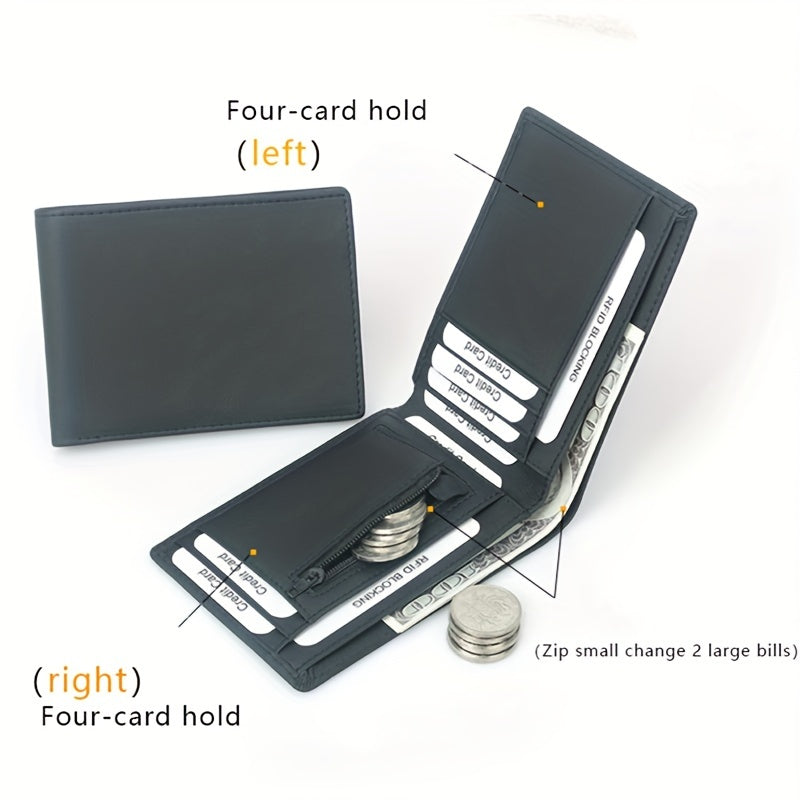 Men's Slim RFID Blocking Leather Wallet Card Holder Coin Purse