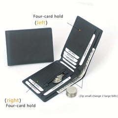 Men's Slim RFID Blocking Leather Wallet Card Holder Coin Purse