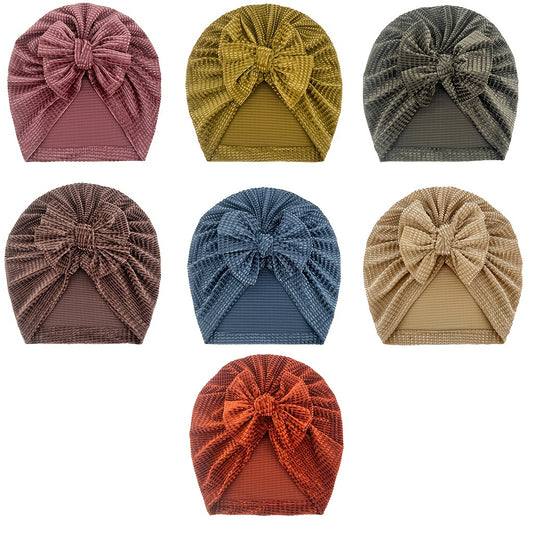 Waffle Bow Baby Hat for 0-3 Years Old