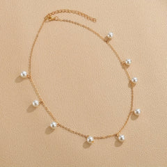 Baroque Style Faux Pearl Pendant Clavicle Chain Necklace