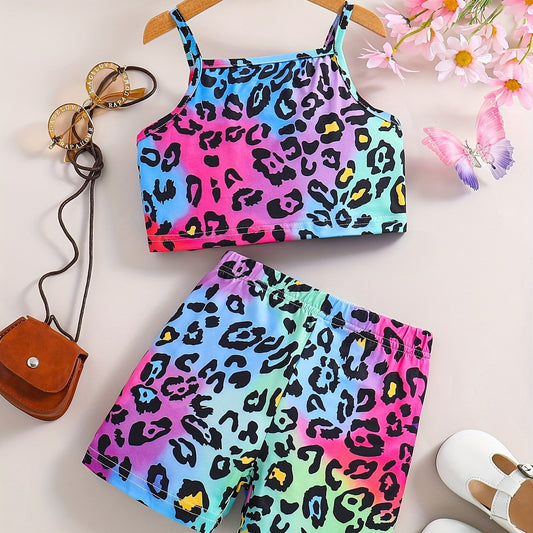 Toddler Girls Clothes Animal Print Cami Shirt Shorts Set