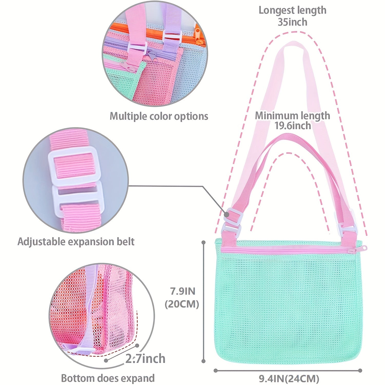 3Pcs Beach Toy Mesh Bag for Boys & Girls