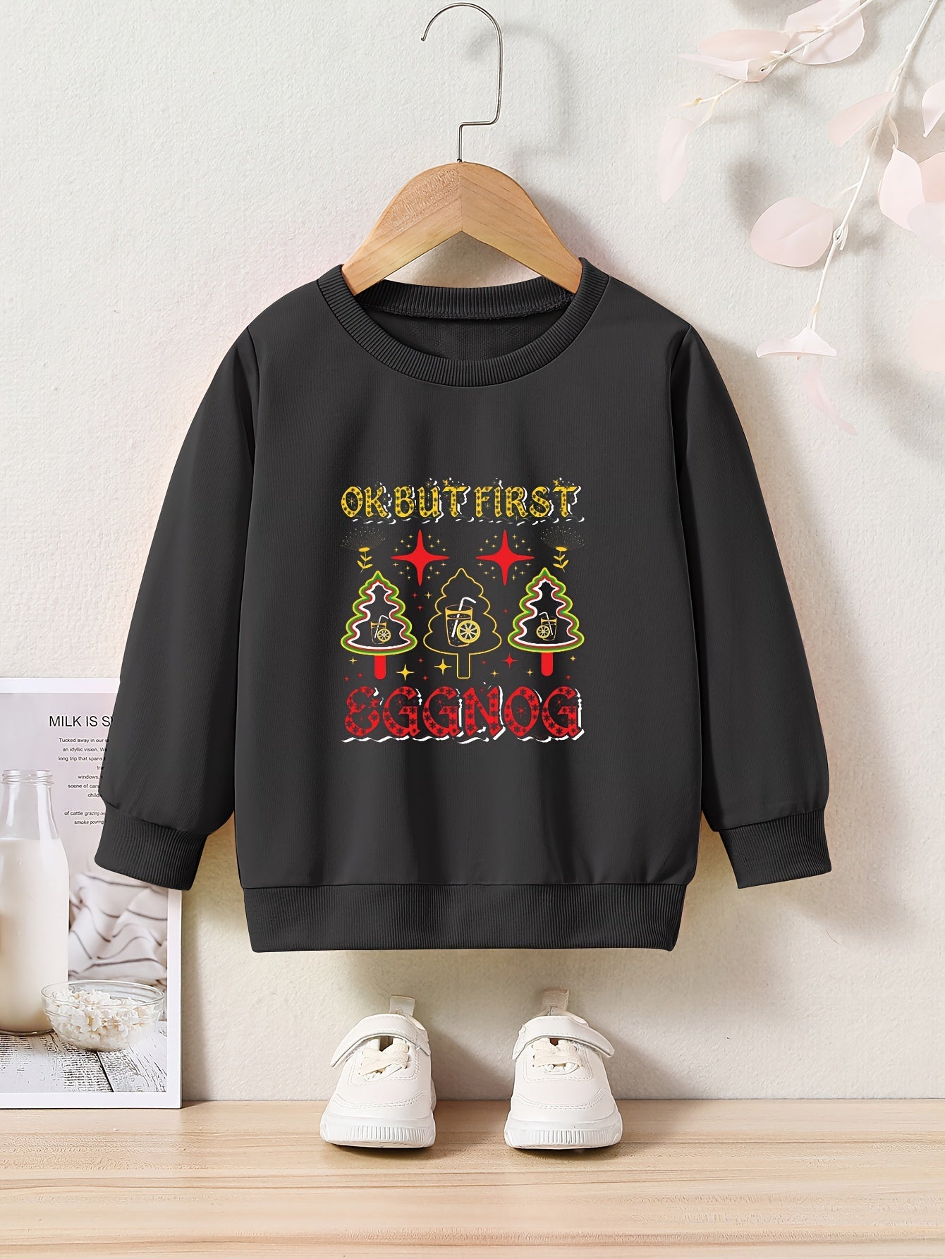 OERYUI Cartoon Christmas Tree & Letter Print Sweatshirt