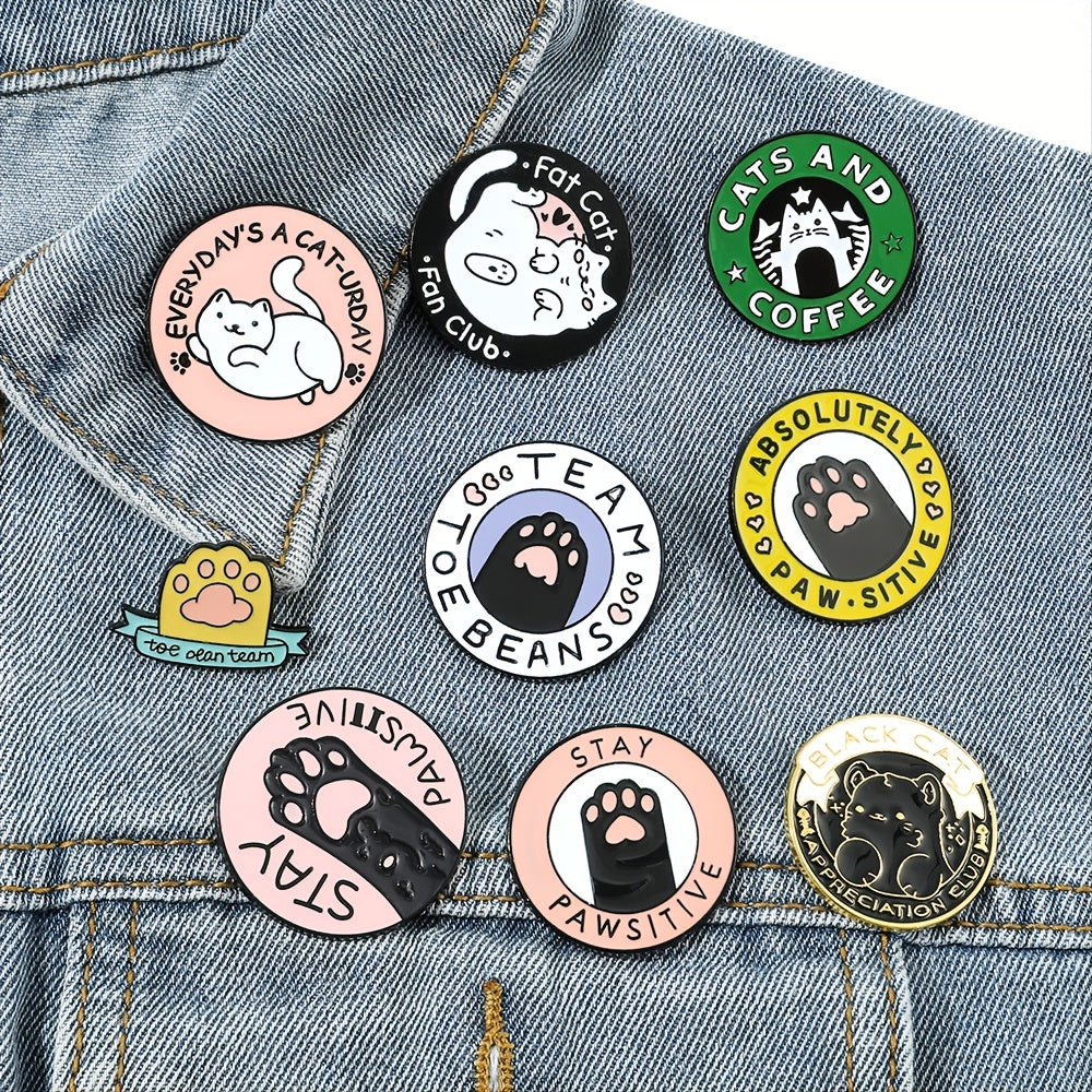 Casual Cat Metal Enamel Brooch for Backpack Accessories