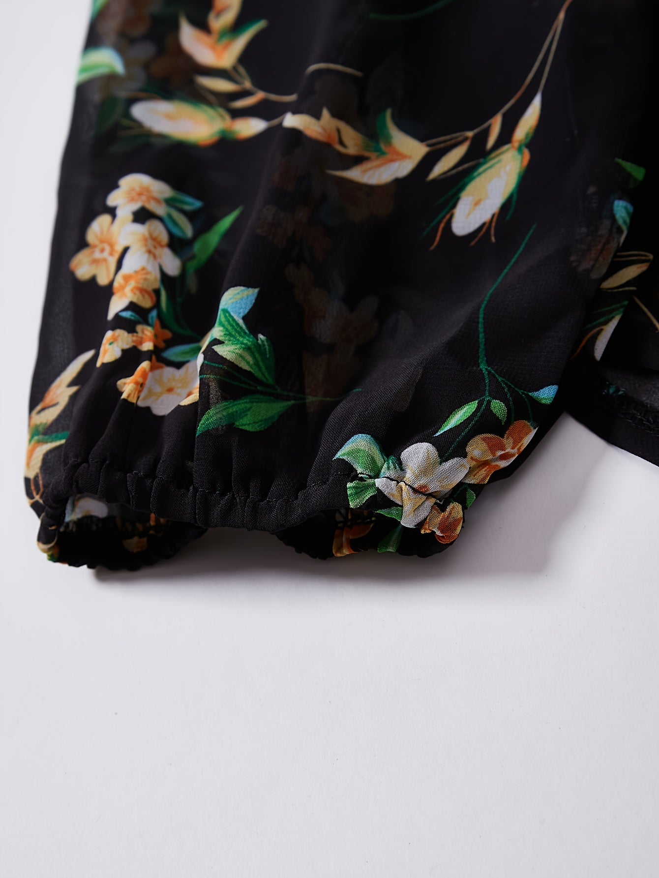  Floral Print Button Up Long Sleeve Blouse