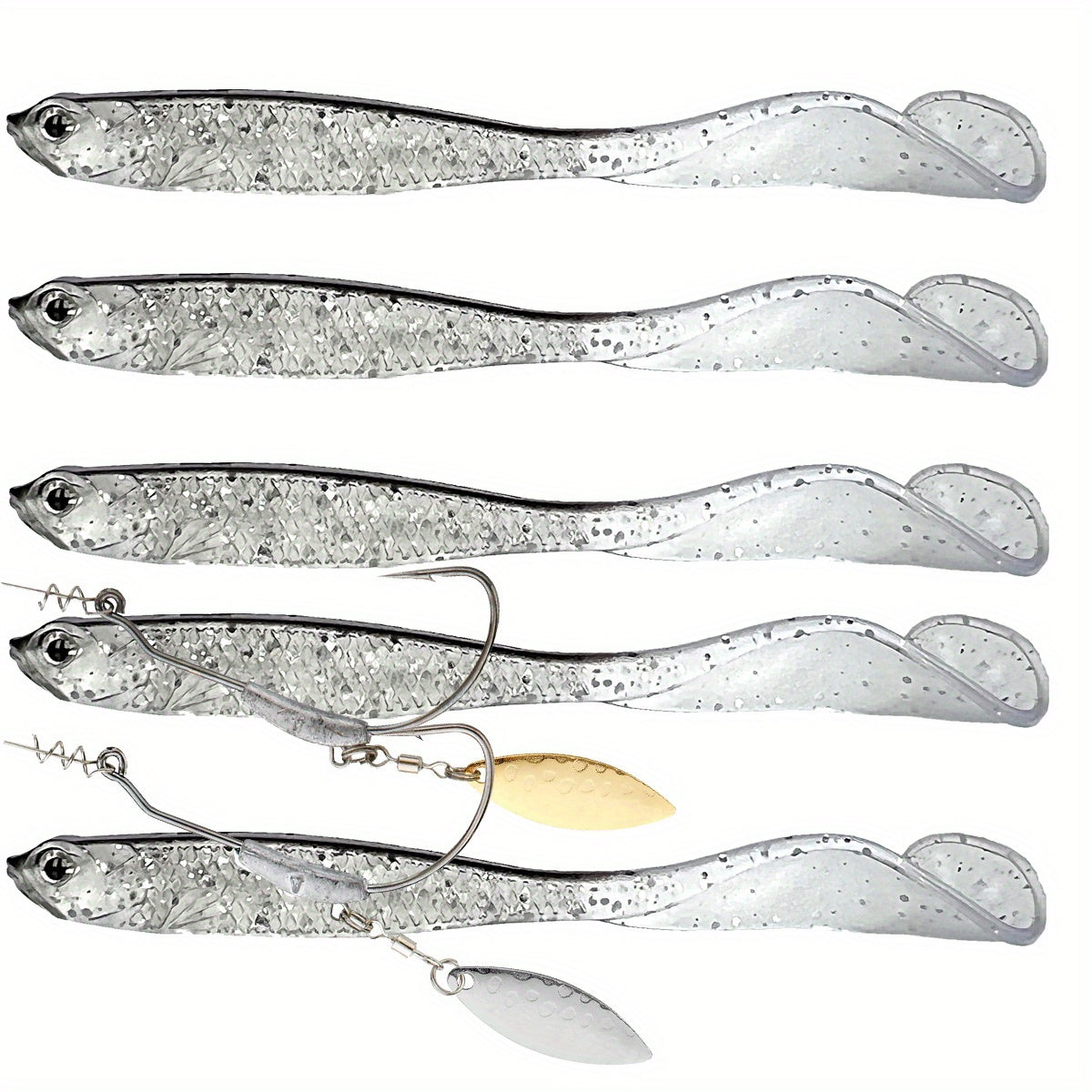 Bionic Soft Baits with Twister Tail for Fishing, 5pcs, Saltwater Freshwater