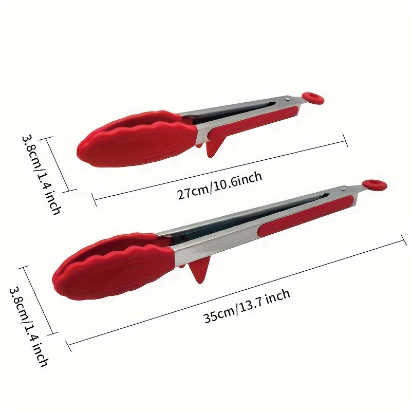 Stainless Steel BBQ Grill Tongs Silicone Heat Resistant Non stick