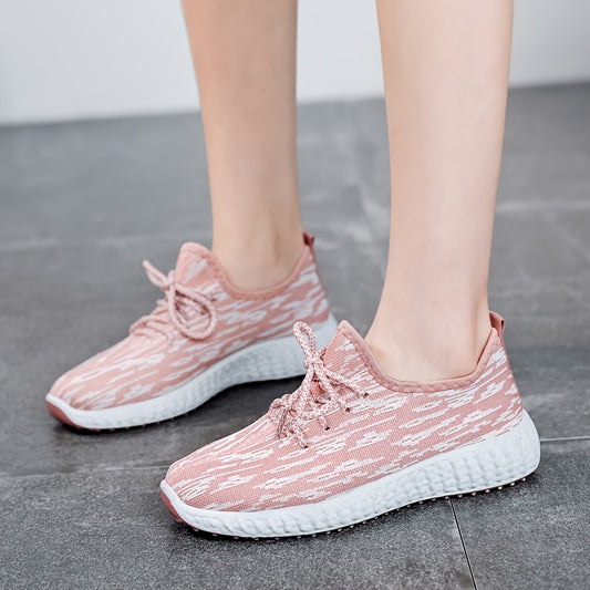 Women's Knitted Road Running Shoes Lightweight & Breathable Lace Up Sports Shoes