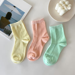 5 Pairs Solid Socks Women's Comfy & Breathable Mid Tube Stockings