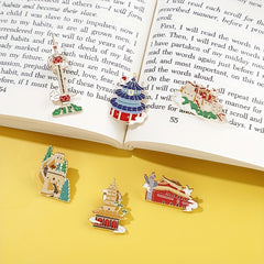 Chinese Style Scenic Monument Brooch DIY Clothes Hat Bag Backpack Accessory