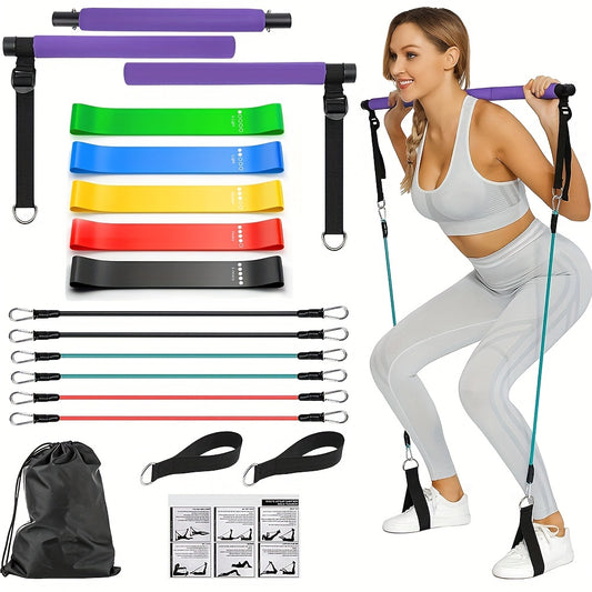 Portable Pilates Bar Kit With Resistance Bands For Men And Women