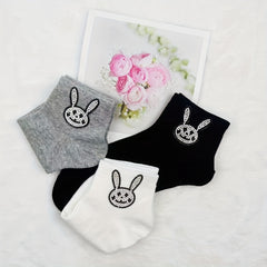 Bunny Rhinestone Socks Crew Short Stockings