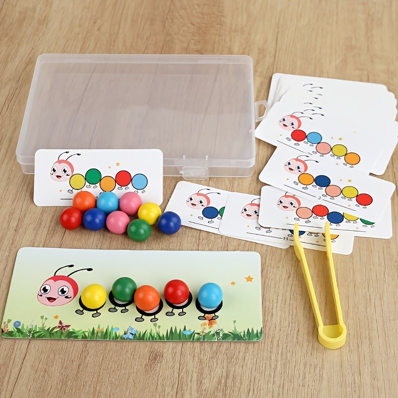 Wooden Worm Clip Bead Toy Hand Dexterity Training